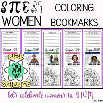 Preview of Bookmarks To Color, 9th, Women's History Month, Personalized, Printables, STEM