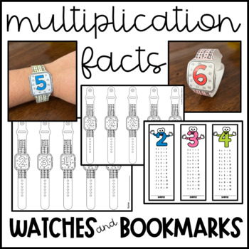 Preview of Bookmarks and Wrist Watch Multiplication Math Facts