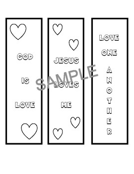 Bookmarks to Color - (3) - God Is Love, Jesus Loves Me & Love One Another