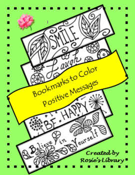 Preview of Bookmarks to Color:   Positive Messages