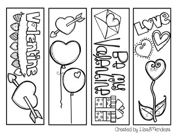 bookmarks to color valentines day by lisasmendoza tpt