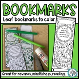 Printable bookmarks to color- Nature leaf themed with read