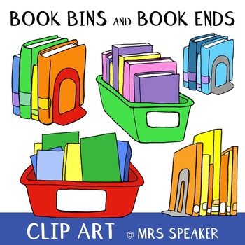 Preview of Books Bins and Book Ends Clip Art