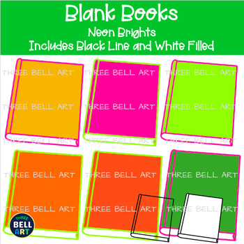 Rainbow Fun Blank Books Clipart {Three Bell Art Clipart} by Three
