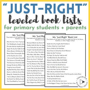 Preview of Leveled Summer Reading Book Lists by Reading Level for K-2 Parents & Students