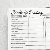Books & Reading Categories Game (Scattergories)