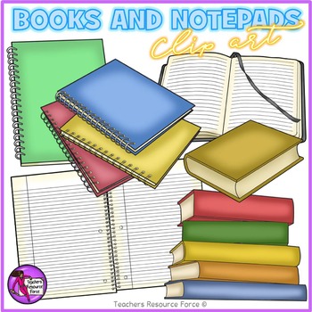 Preview of Books realistic clip art open closed stacked