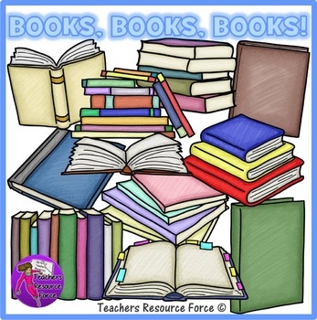 Preview of Books open and closed side front top realistic clip art