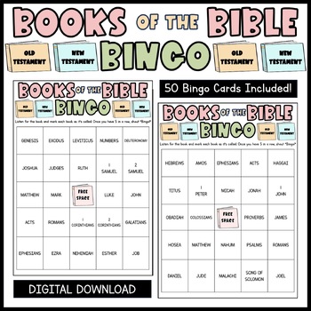 Preview of Books of the Bible Bingo Cards Game Christian Bingo Game Bible Bingo