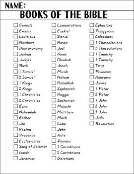 Preview of Books of the Bible Checklist