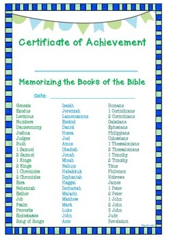 Preview of Books of the Bible Memory Activities and Certificates