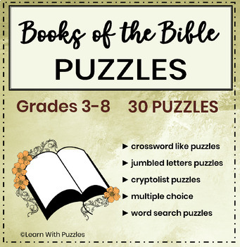 Preview of Books of the Bible 30 Printable Puzzles Grade 3-8