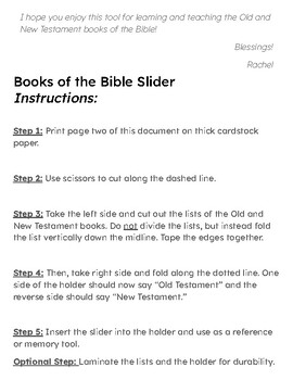 Preview of Books of the Bible Slider Memory Tool