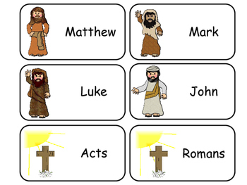 Preview of Books of the New Testament Printable Flashcards. Preschool-Kindergarten Bible.