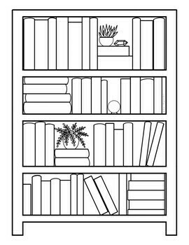 Bookshelf Coloring Page by ArtClassWithKeri | TPT