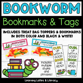 Preview of Bookworm Gift Tags and Bookmarks Treat Bag Toppers Summer Reading Gummy Worms