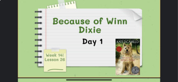 Preview of Bookworms Aligned First Week of Because of Winn-Dixie Google Slides (Week 14)