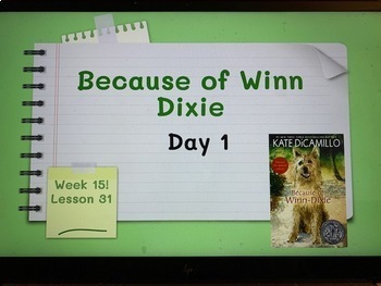 Preview of Bookworms Aligned Second Week of Because of Winn-Dixie Google Slides (Week 15)