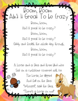 Boom Boom Ain't It Great to be Crazy Lyrics, Printout, MIDI, and Video