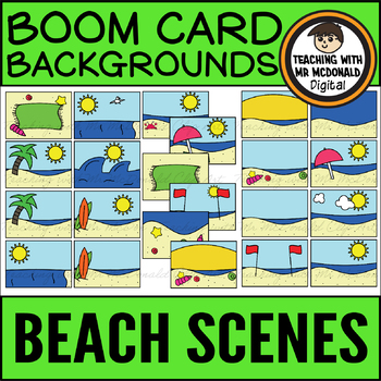 Preview of Boom Card Backgrounds l Summer Beach Day Scenes l Distance Learning Templates