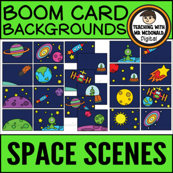 Preview of Boom Card Backgrounds l Outer Space Scenes l Distance Learning Templates