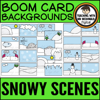 Preview of Boom Card Backgrounds l Snowy Winter Scenes l Distance Learning Templates