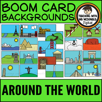 Preview of Boom Card Backgrounds l World Travel Scenes l Distance Learning Templates