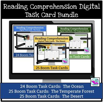 Preview of Boom Card Bundle:  Reading Comprehension Ocean Desert and Temperate Forest