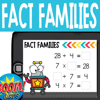 Preview of Boom Card Deck: Fact Families multiplication & division