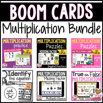 Preview of Boom Card Multiplication Bundle Distance Learning