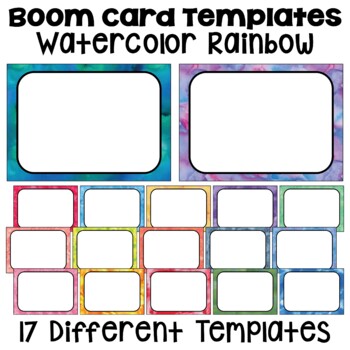 Preview of Boom Card Templates and Frames in Watercolor Rainbow Colors