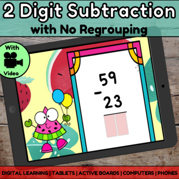 Preview of Boom Cards | 2 Digit Subtraction with No Regrouping | Distance Learning