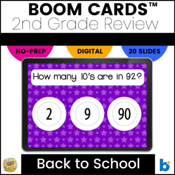 Preview of Boom Cards – 2nd Grade Math Back to School Review