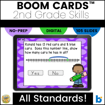 Preview of Boom Cards – 2nd Grade Math Review - Math Test Prep - End of Year
