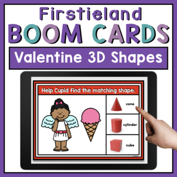 Preview of Boom Cards 3D Shapes Valentine's Day Digital Distance Learning For First Grade