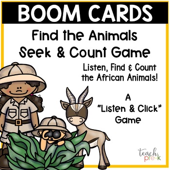 Preview of Boom Cards:  African Animals Count & Click 0-15 Matching  Distance Learning