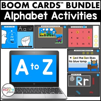 Preview of Boom Cards Alphabet Activities Bundle (Digital Task Cards) - Distance Learning
