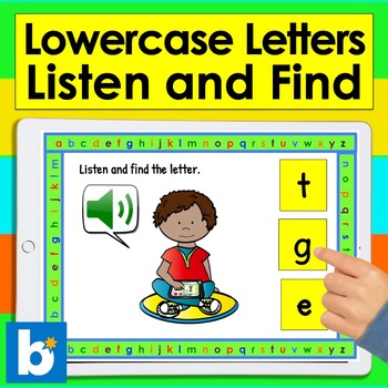Preview of Boom Cards™ Alphabet Letter Recognition Lowercase With Sound Digital Center