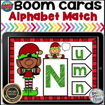 Preview of Christmas Elf Alphabet Match  Boom Cards