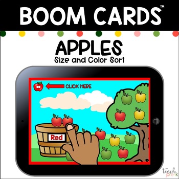 Preview of Boom Cards: Apples Color and Size Sort  Distance Learning