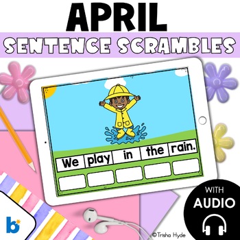 Preview of Boom Cards April Sentence Scrambles