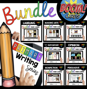 Preview of Boom Cards™ BUNDLE Primary Writing Series - Digital Task Cards Kindergarten