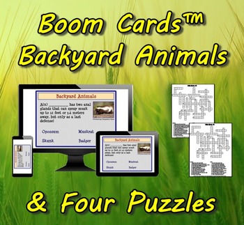Preview of Boom Cards™ Backyard Animals & Four Puzzles