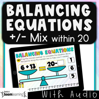 Preview of Balancing Equations Addition & Subtraction Within 20 - Boom Cards