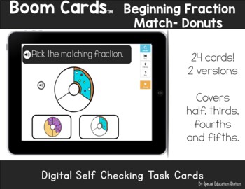 Preview of Boom Cards- Beginning Fraction Match DONUTS