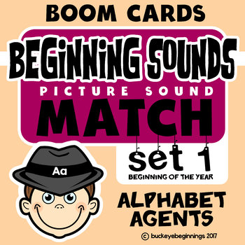 Preview of Boom Cards Beginning Sound Match Set 1  Task Cards FREE