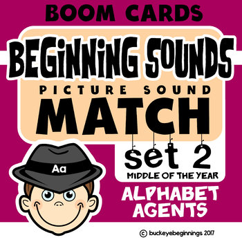 Preview of Boom Cards Beginning Sound Match Set 2 Task Cards