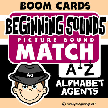Preview of Boom Cards Beginning Sound Match Set Letters A-Z Task Cards
