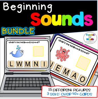 Preview of Boom Cards: Beginning Sounds 3 SET BUNDLE