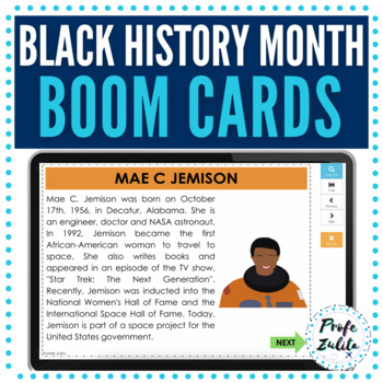 Preview of Boom Cards Black History Month Readings & Questions | English Biographies Set 2